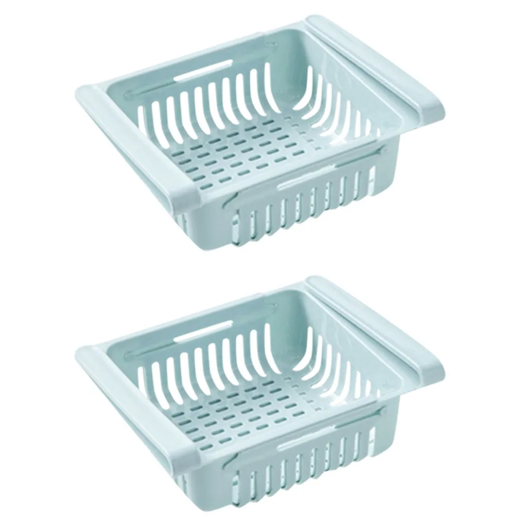 2PCS New Kitchen Storage Shelf Holder Refrigerator Rack Fridge Pull-out Food Organizer Drawer |
