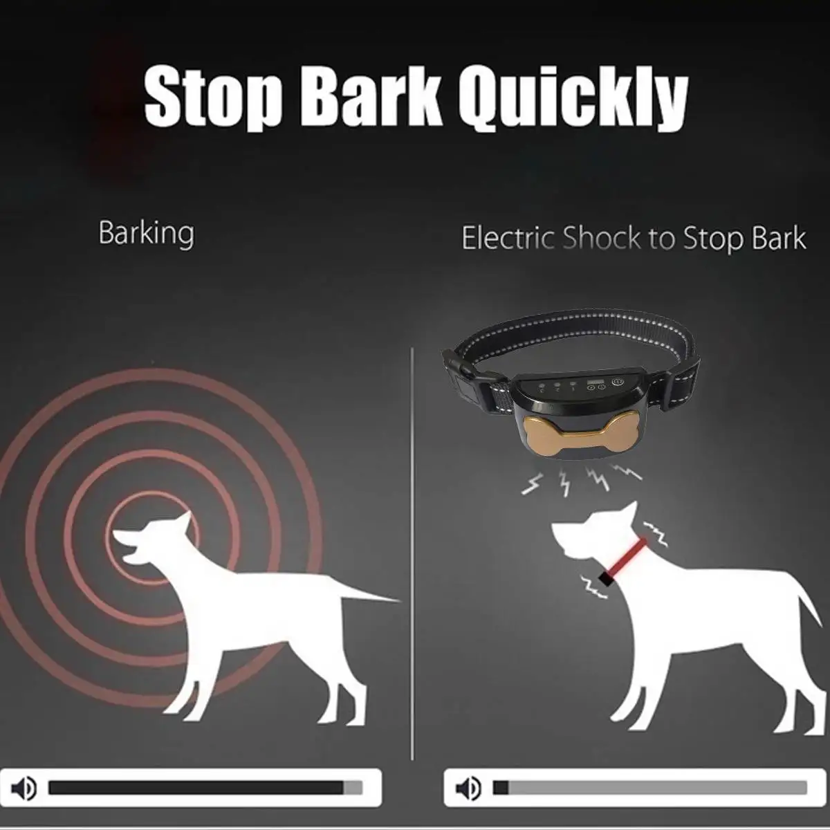 Bark Control Collar for Dog Anti Training Rechargeable Waterproof Barking Dogs Ultrasonic Shock | Дом и сад