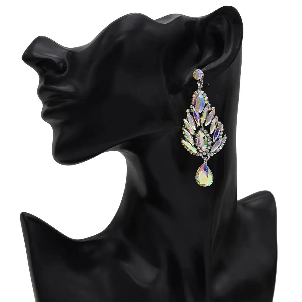 Черные хрустальные серьги Стразы золотого цвета для девушек свадьбы невесты