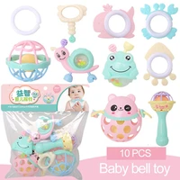 5 13 pcs set newborn baby teether rattles jingle bells baby toys 0 12 months lovely hand hold shaking bell baby rattles toys