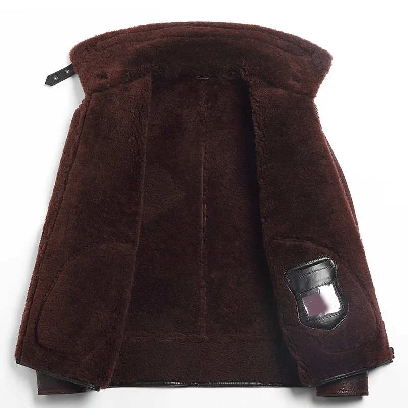 Кожаная куртка пальто из натурального меха мужское короткое зимнее меховое