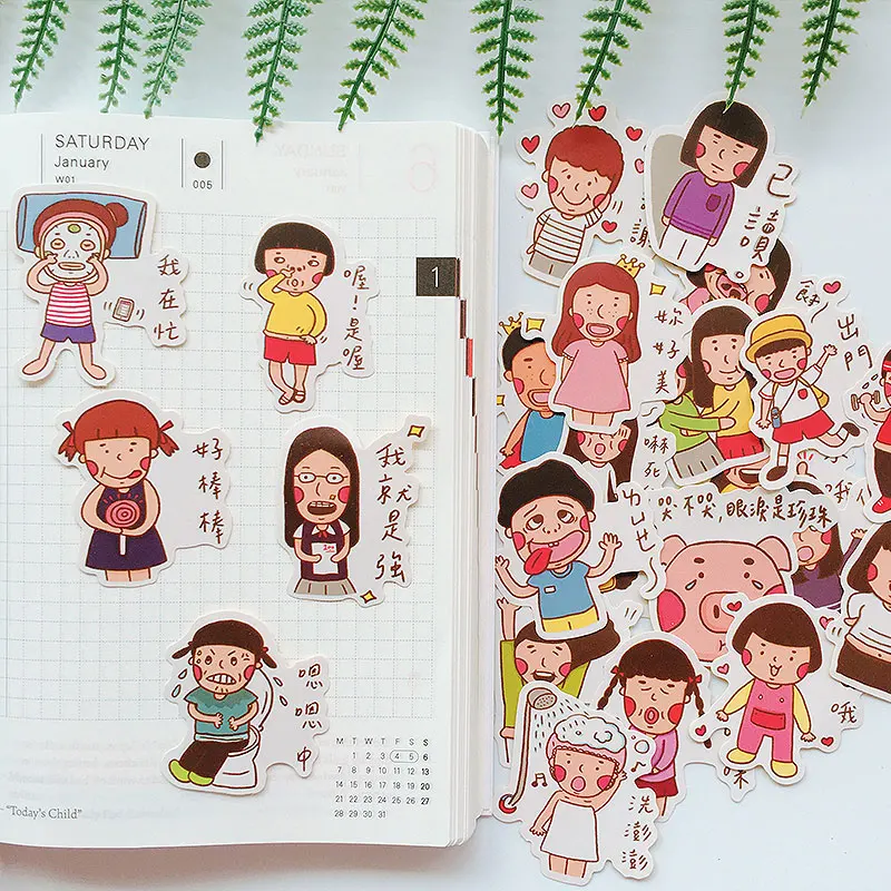 24 шт./пакет Мультяшные милые наклейки для ежедневного общения с буквами сделай