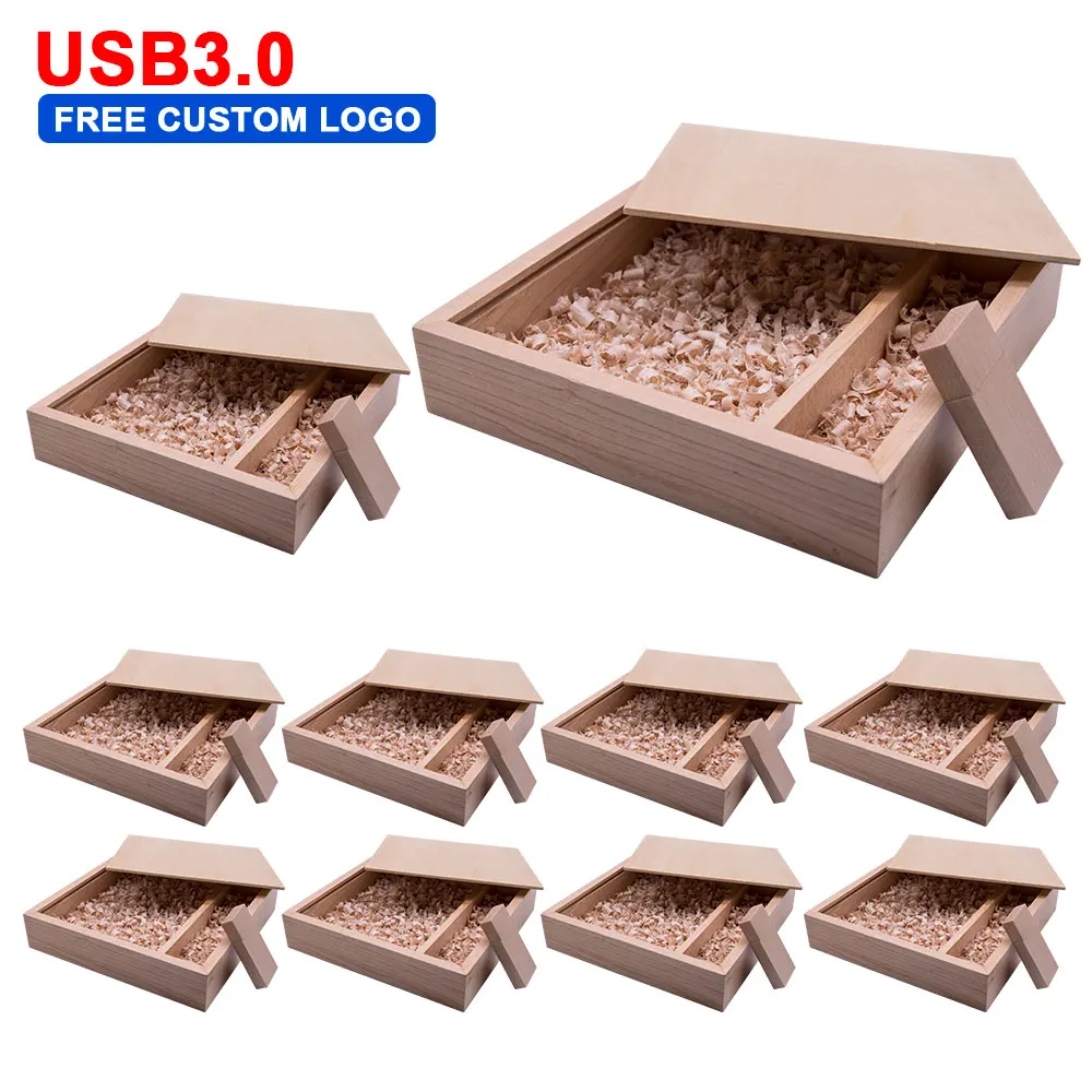 

10pcs/lot Free Custom Logo Maple Wood USB 3.0+box Flash Drive Pendrive 128gb 64gb 32gb 16gb 8gb4gb Top Quality Photography Gifts