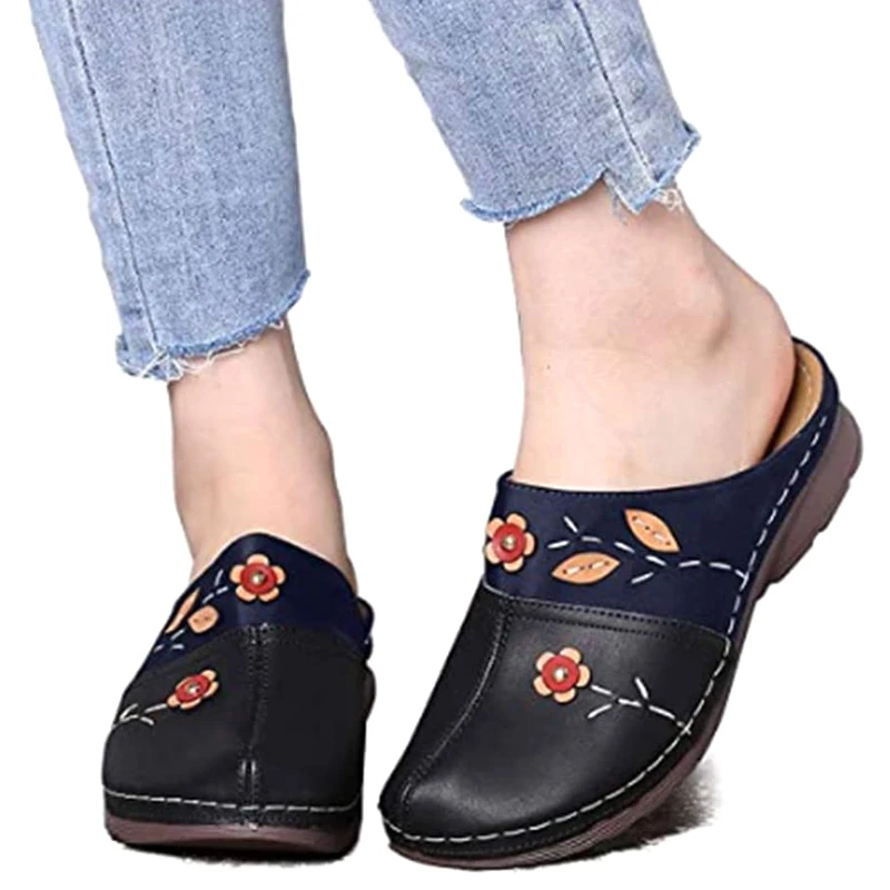 

Women Clogs Sandals Ladies Comfort Closed Toe Wedges Platform Shoes Flower Slipper FS99