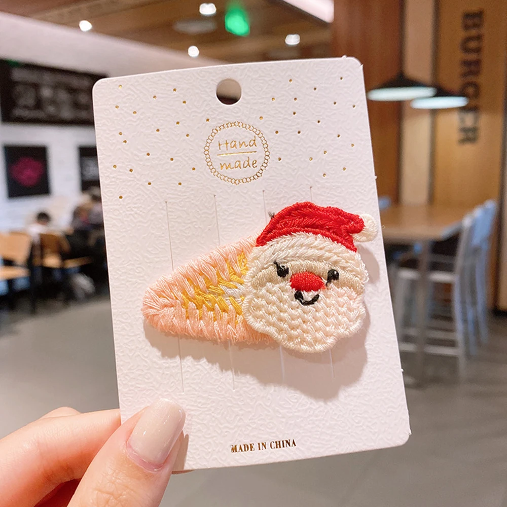 

New Christmas Gift Headwear Children Hairpin Christmas Decoration Girl Knitted Cartoon Christmas Tree Top Clip Side Clip Hairpin