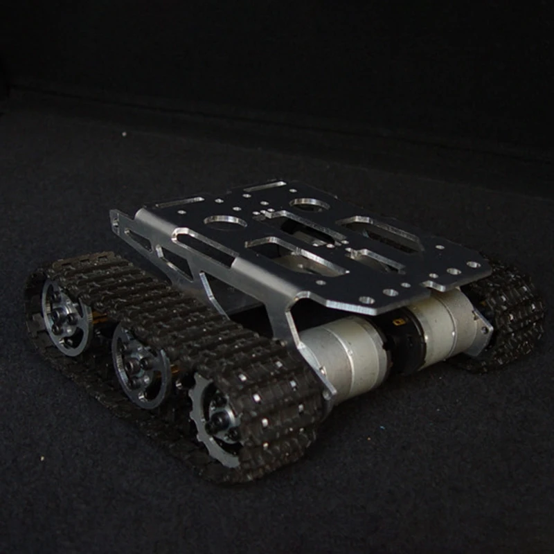 Черный амортизатор металла RC робот танк шасси комплект Мобильная платформа для
