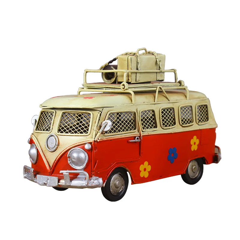 

2020 Mini Car Model Toys Retro Classic Car Camping Bus Iron Ornaments Home Coffee Shop Gifts Piggy Bank Toys Children's Gift