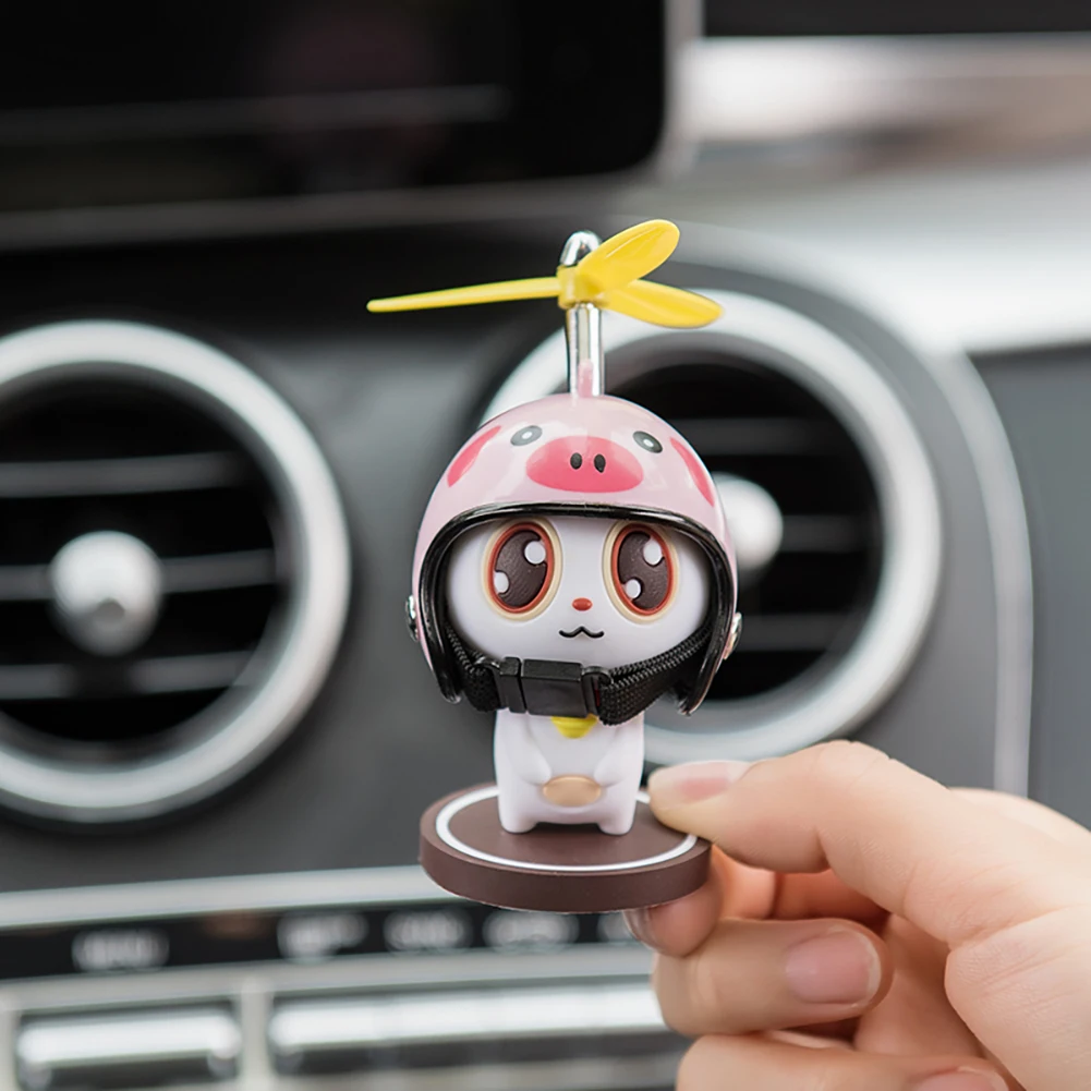 

Car Ornament Cute doll White Cat with Propeller Helmet 12 Chinese Zodiac Car Decoration Dashboard Ornaments Holiday Gift