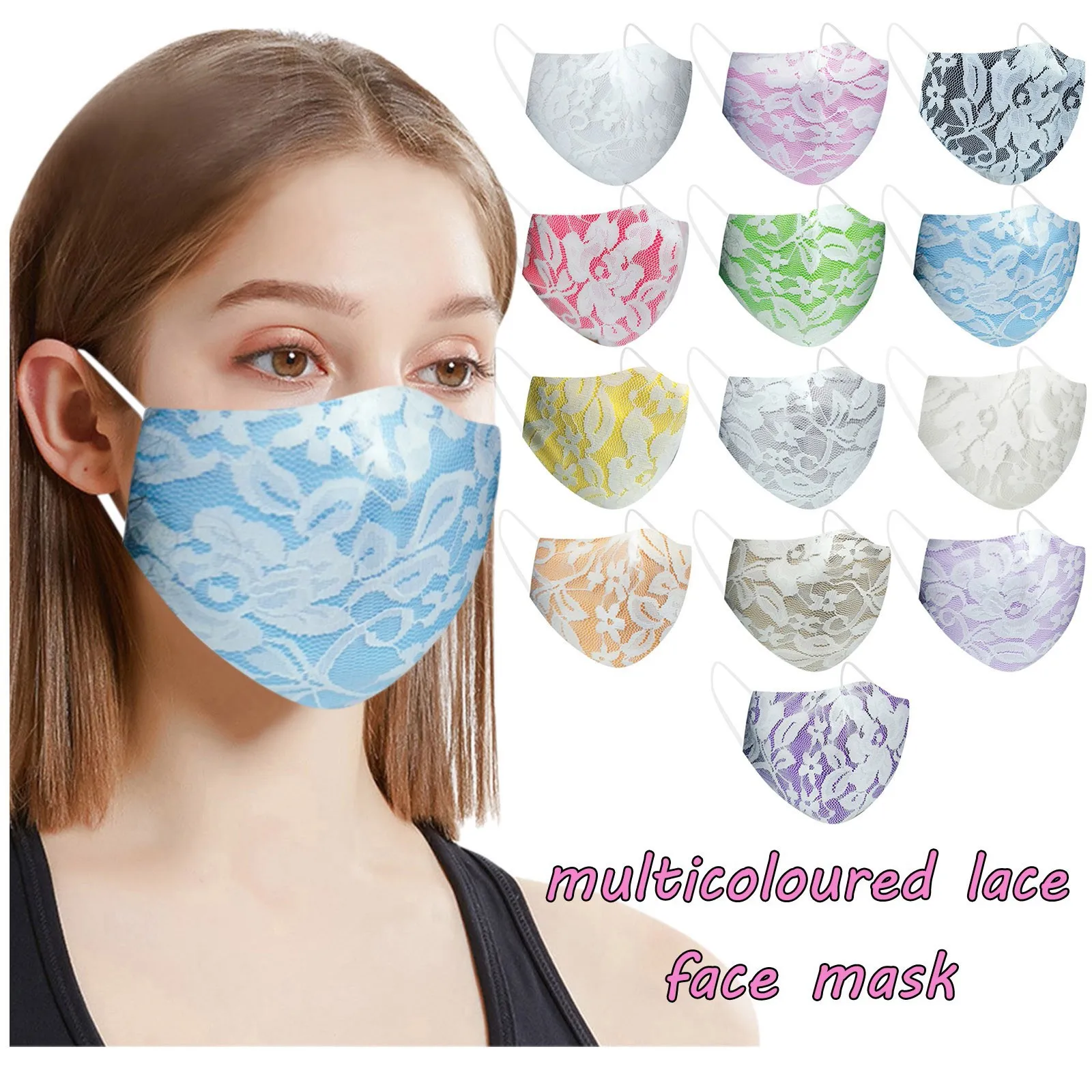 Маска для лица кружевная многоразовая с принтом 1 шт.|Женские маски| |