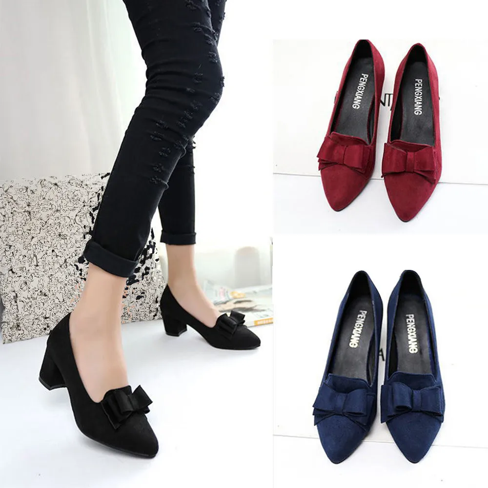 

2020 Women 's Shoes Suede Thick High Heels Fashion Casual Pointed Toe Shoes Women Shoes Heel Slippers Summer Pumps Women Shoes
