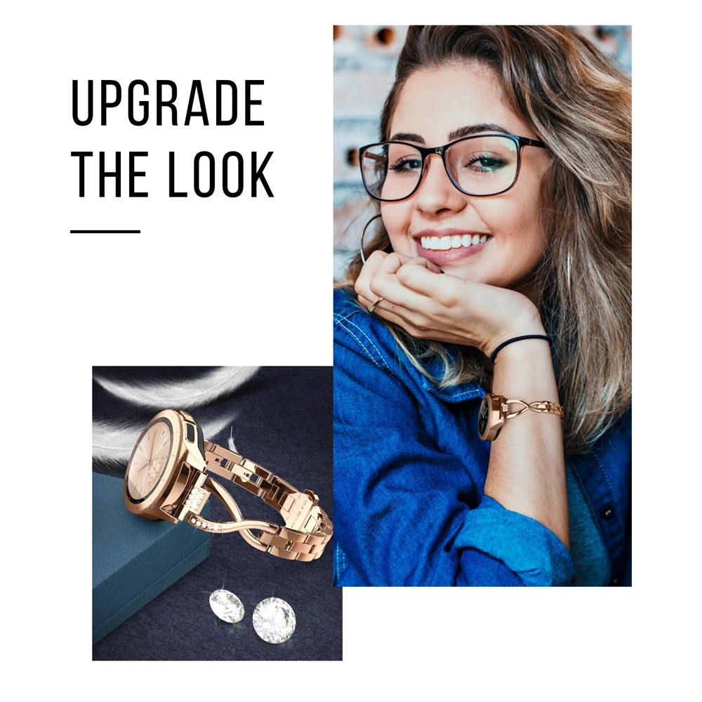 Ремешок Wearlizer из нержавеющей стали с кристаллами для наручных часов Samsung Galaxy Watch 42