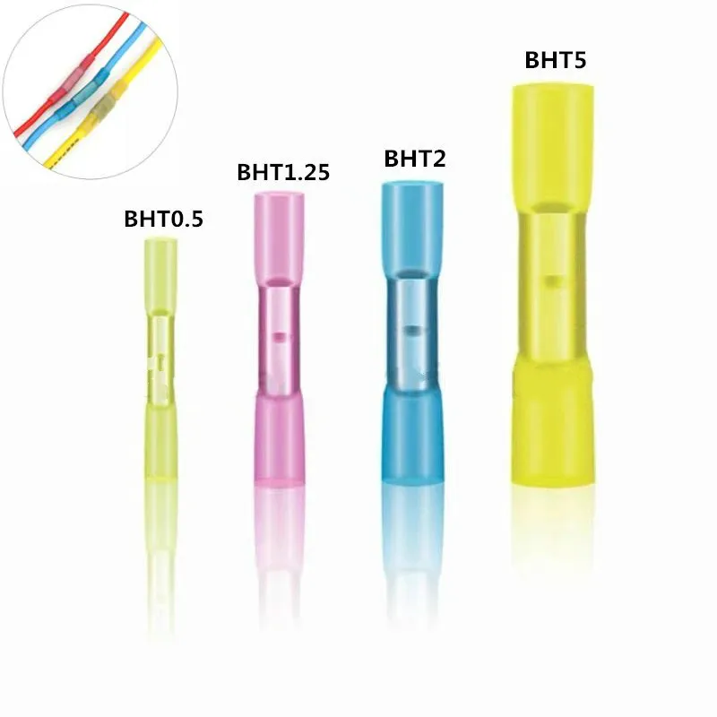 Butt Splice Universal Terminals Block Wire Connector Crimp Terminal Waterproof Insulated Heat Shrink Sleeve 22-16/16-14/12-10AWG Butt Splice Universal Terminals Block Wire Connector Crimp Terminal Waterproof Insulated Heat Shrink Sleeve 22-16/16-14/12-10AWG
