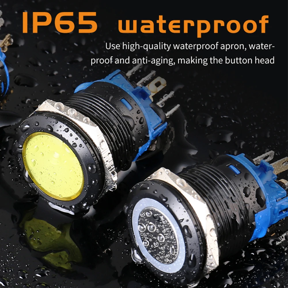 22 мм металлический водонепроницаемый кнопочный переключатель со светодиодной