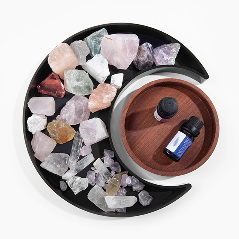 

Лучший лоток в форме Луны с круглым подносом, тарелка для ювелирных изделий, тарелка в форме Луны для ювелирных изделий, кристалл и камень с ...