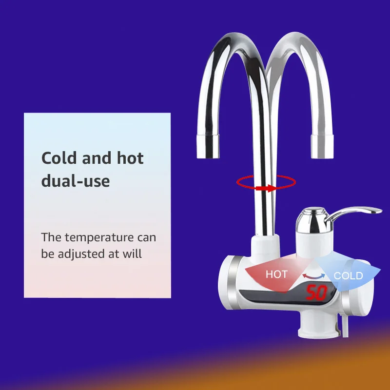 Мгновенный водонагреватель без резервуара кухонный светодиодный цифровой с