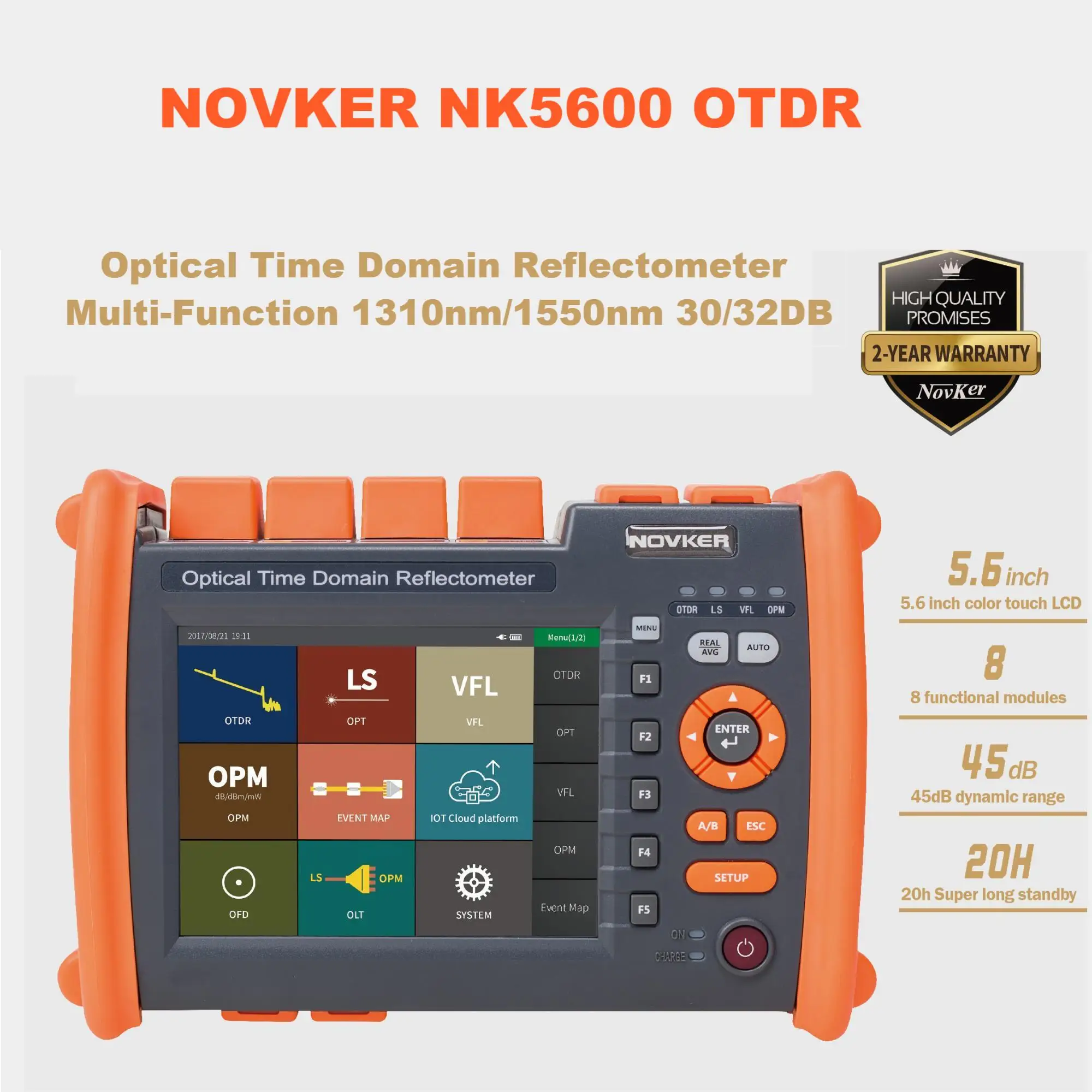 

Low Price Original NOVKER NK5600 OTDR Tester 1310/1550nm 32/30dB SM Optical Time Domain Reflectometer With VFL OPM OLS