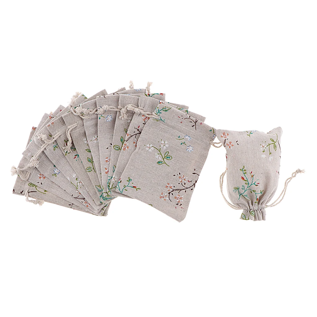 12 шт. мешочек из натуральной мешковины джутовый Подарочный пакет на шнурке