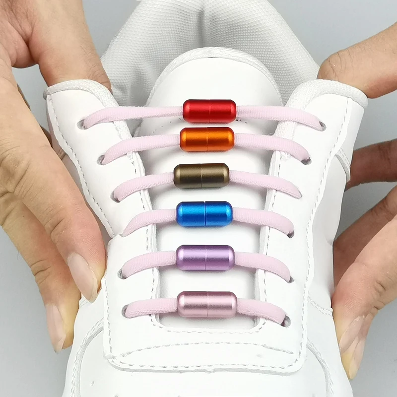 

Elastic No Tie Shoelaces Metal Lock Shoe Laces For Kids Adult Sneakers Quick Shoelaces Semicircle Shoelaces Lazy 24 colors