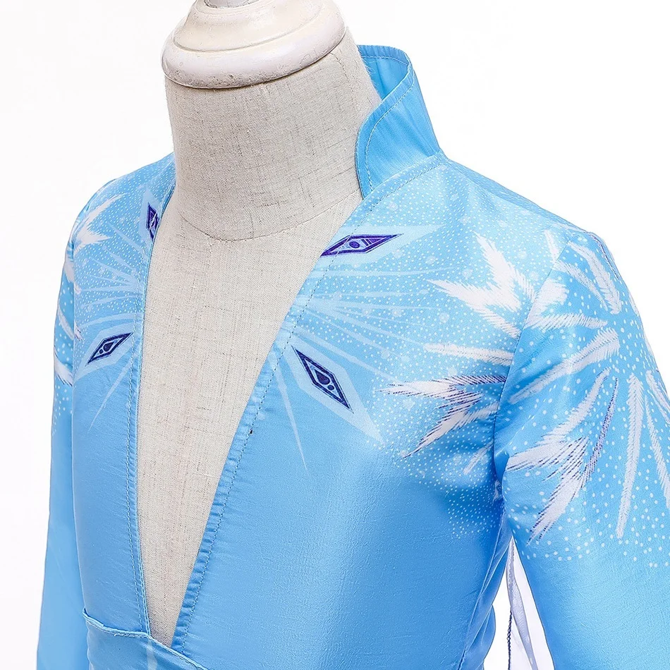 Новинка Платье для девочек Эльза Костюм Снежной Королевы Белый парик Детская