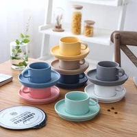 frosted ceramic coffee mug and saucer macaron matte breakfast cup couple water cup arched cup and saucer wholesale