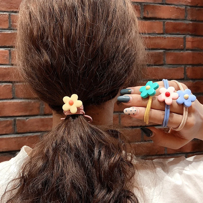 Милые женские резинки для волос с цветком из силикагеля эластичные фиксации