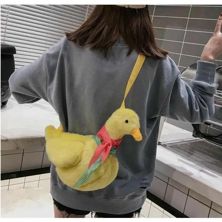 Модный плюшевый Кошелек на утином пуху мультяшная сумка через плечо в форме