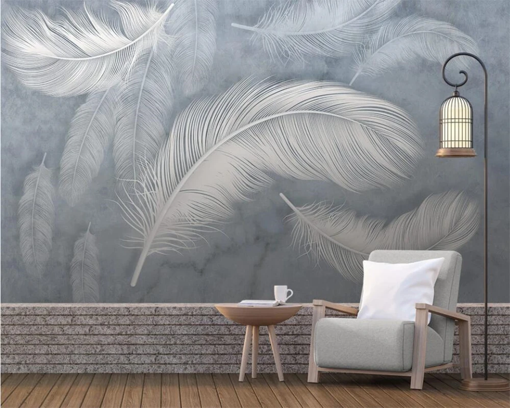 

Beibehang Custom 3D Mural wallpaper HD hand painted feathers Photo wall papers home decor 3d Living Room Bedroom papel tapiz