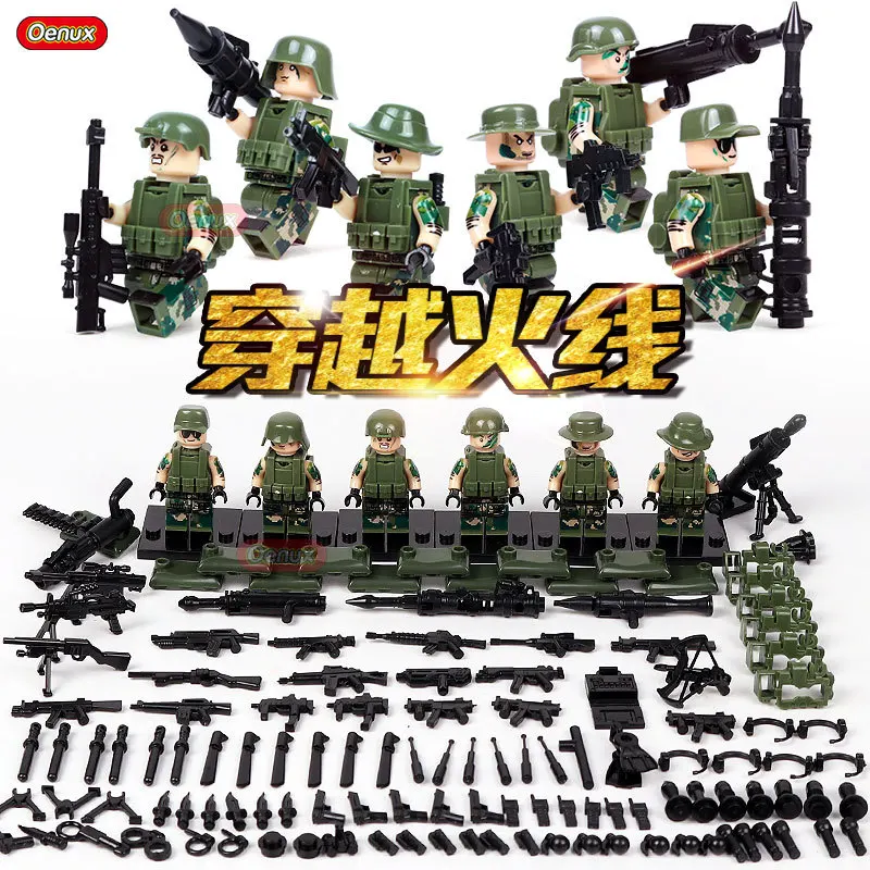 6 шт./лот камуфляжные строительные блоки спецназа SWAT модели блоков WW2 военные