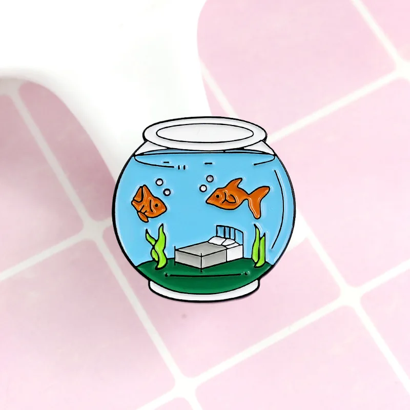 Эмалированная булавка для аквариума значки в форме сердца бассейна броши на