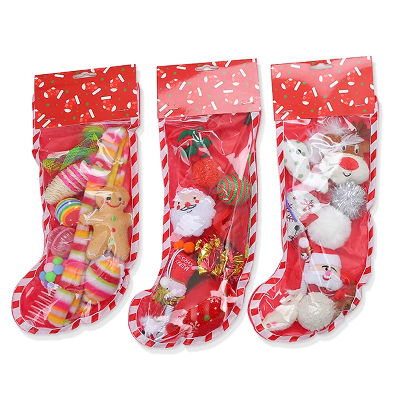 Cat Toy Set Christmas Series Sock Shape Free Combination Pet Products | Дом и сад