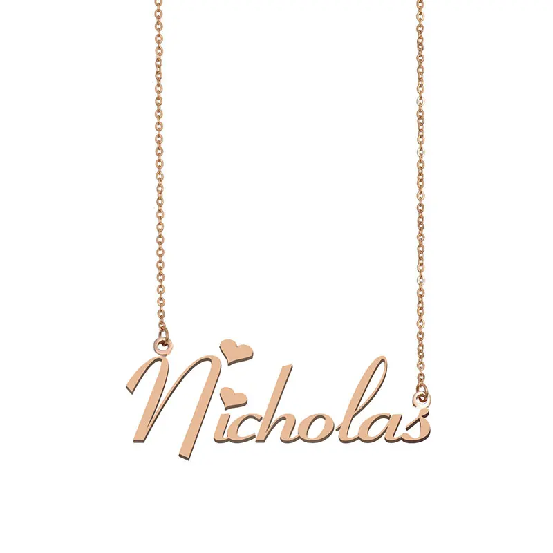 Nicholas Name Necklace fold Custom Name Necklace for Women Girls Best Friends Birthday Wedding Christmas Mother Days Gift