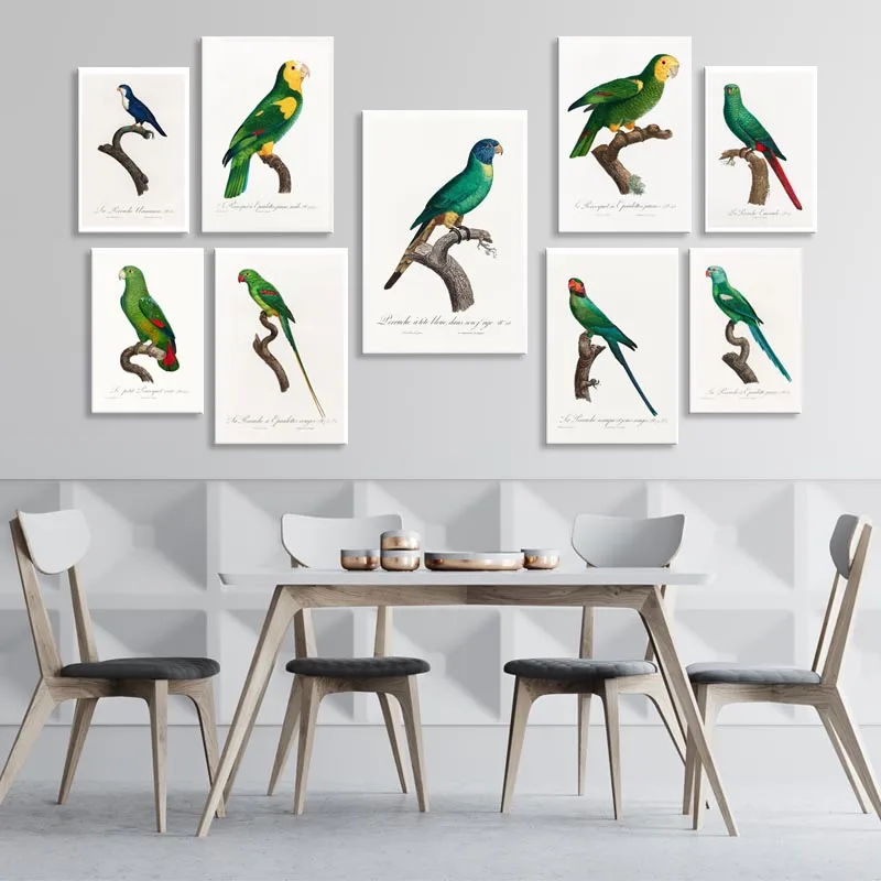 Желтая Настенная картина с плечами в виде попугая искусство на холсте