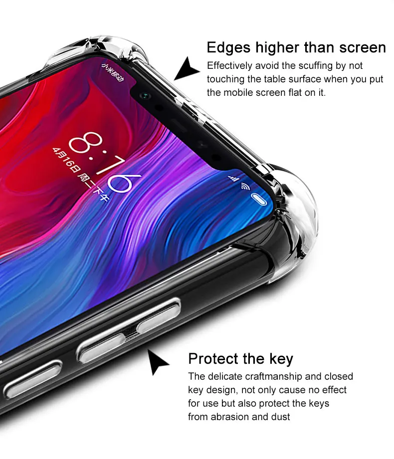 Фото Чехол с воздушной подушкой для Xiaomi Max 2 3 Mi Note 3 10 CC9 9T Pro 8 9 10 11 Mi Play Max3 Max2 Mix 2S 6X 5X, силиконовый чехол из ТПУ с подушкой безопасности №3