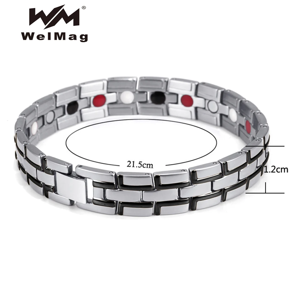 

WelMag Fashion Stainless Steel Bracelet For Women Healthy Magnetic Energy 4in1 Elements Bangles Gift For Men Bracelet Homme