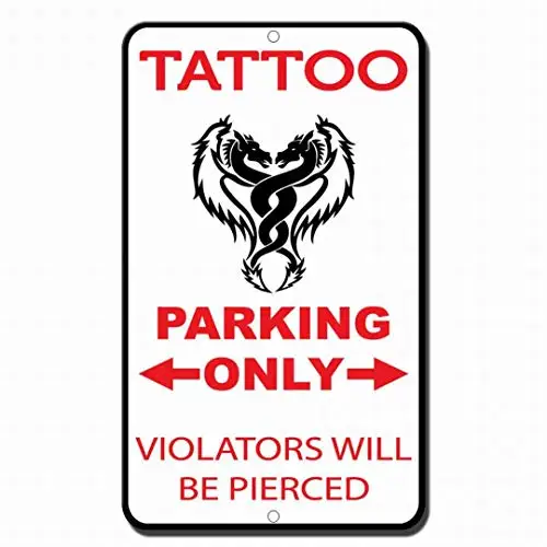 

Жестяной знак безопасности 12x16, только при парковке татуировок, нарушители будут проколоты