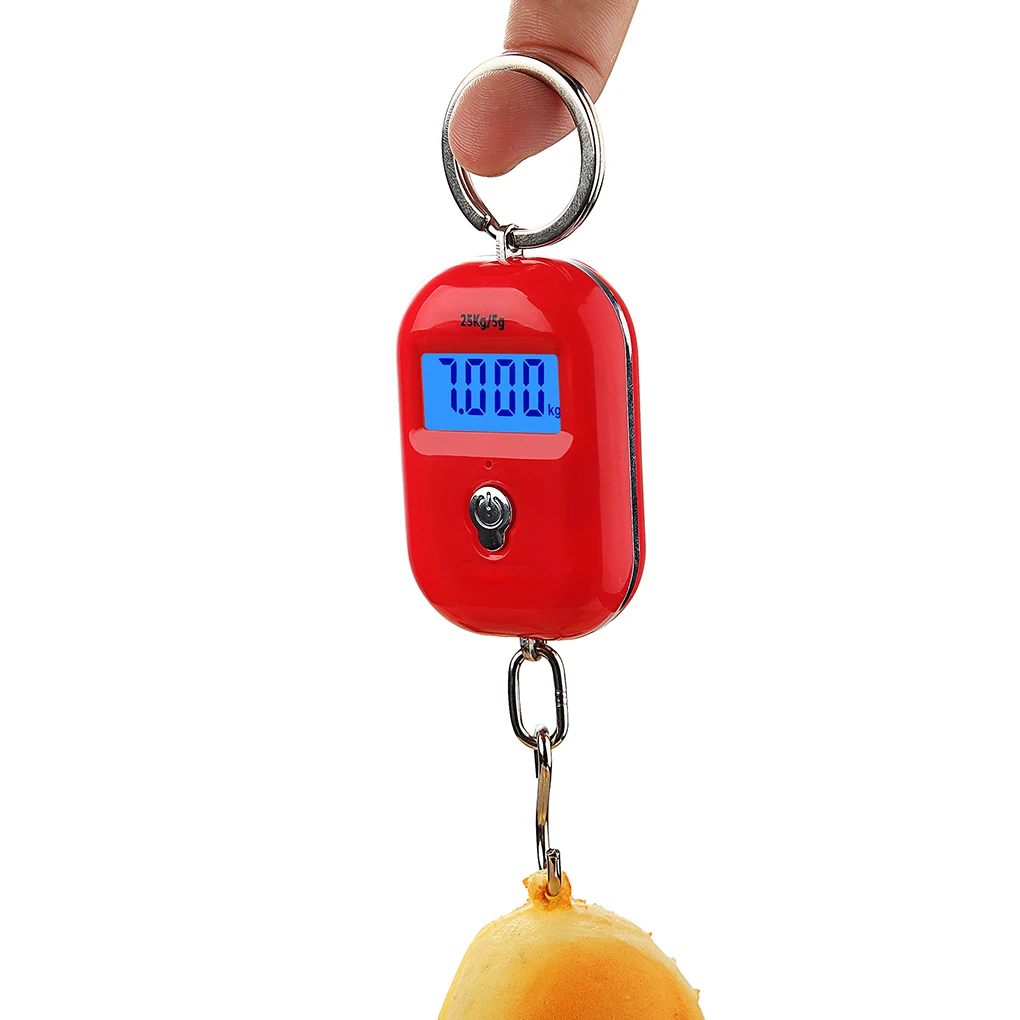 

25Kg X 5g Portable Digital Mini Luggage Scale LCD Backlight Display Keychain Hanging Hook Electronic Scales for Fishing Travel