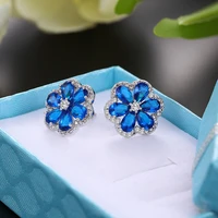 promotion fashion shiny zircon star earring stainless steel red green blue white stud earring jewelry female gift anti allergy