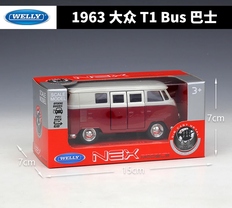 WELLY литая модель автомобиля 1:36 1963 Volkswagen T1 Bus Classic из металлического сплава