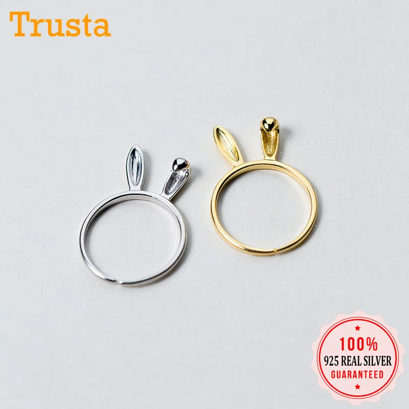 Женское кольцо с кроликом Trusta Открытое из 100% стерлингового серебра 925 пробы