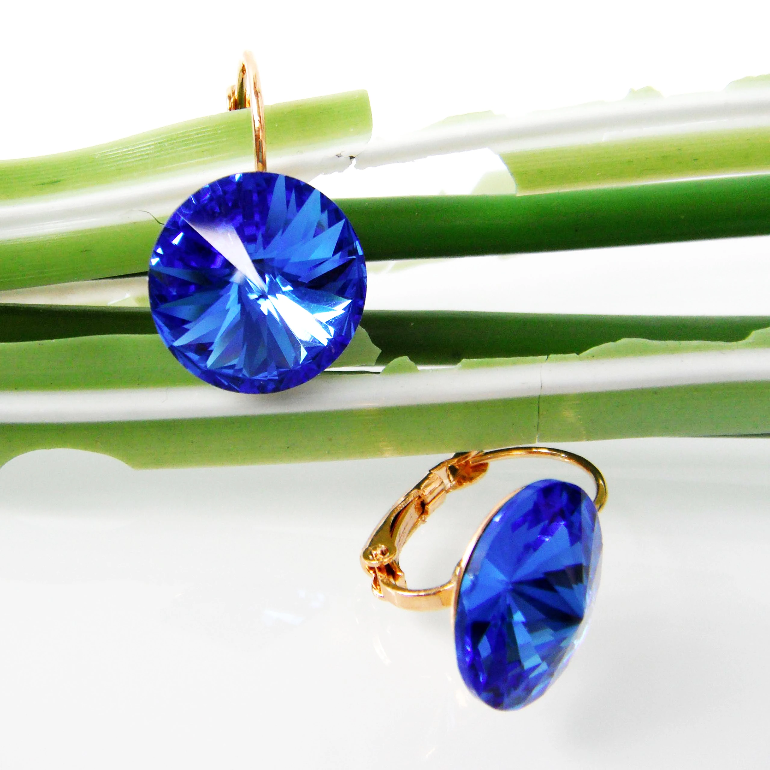 Серьги кольца Navachi с круглыми кристаллами и цирконием 1 4 см желтое кольцо GP