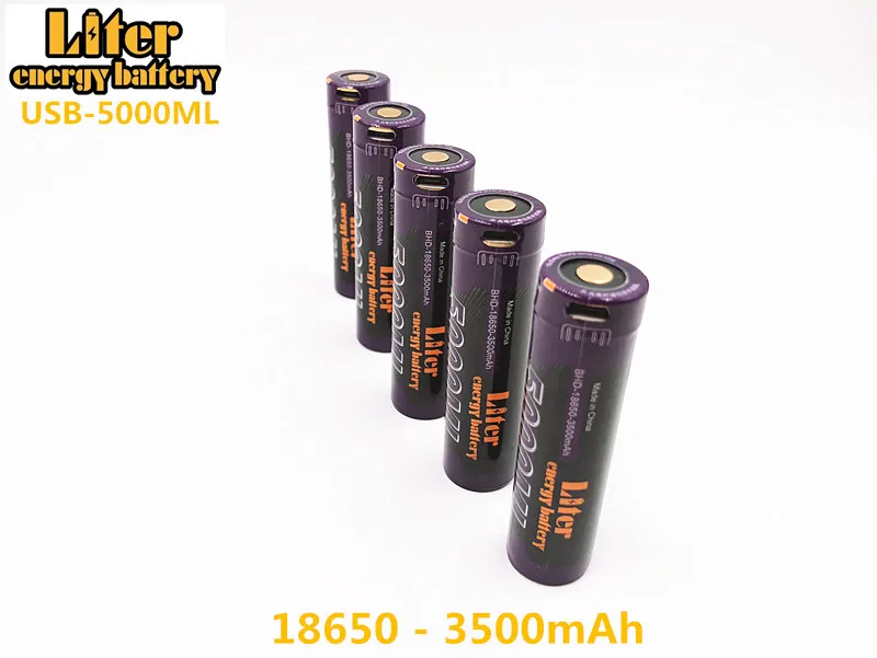 6 шт. 5000 мл USB 18650 3500 мАч 3 7 в литий-ионная перезаряжаемая батарея + кабель |