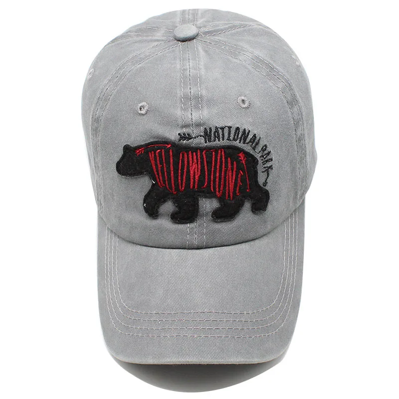 Бейсболка унисекс хлопок с вышивкой медведя | Аксессуары для одежды