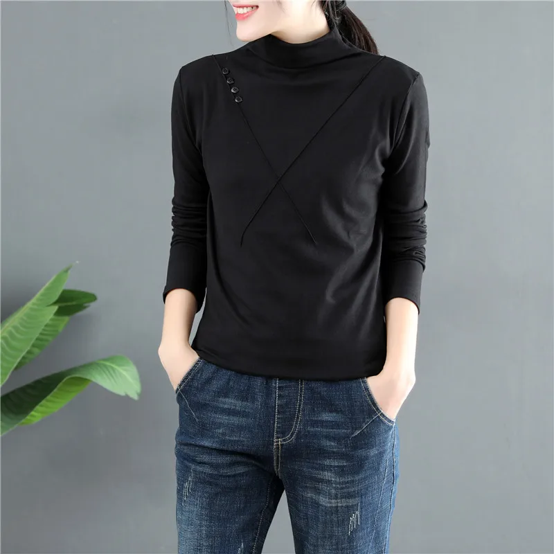 

Half High Neck Warm Bottomed Tshirt For Women Fall Winter 2020 New Frosted Look Slim Fit Long Sleeve T-shirt Female Yalabovso
