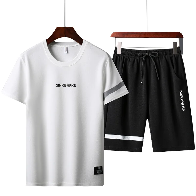 

2021 New Summer Men's Casual Sports Suit Short-sleeved T-shirt Top Loose Two-piece Suit