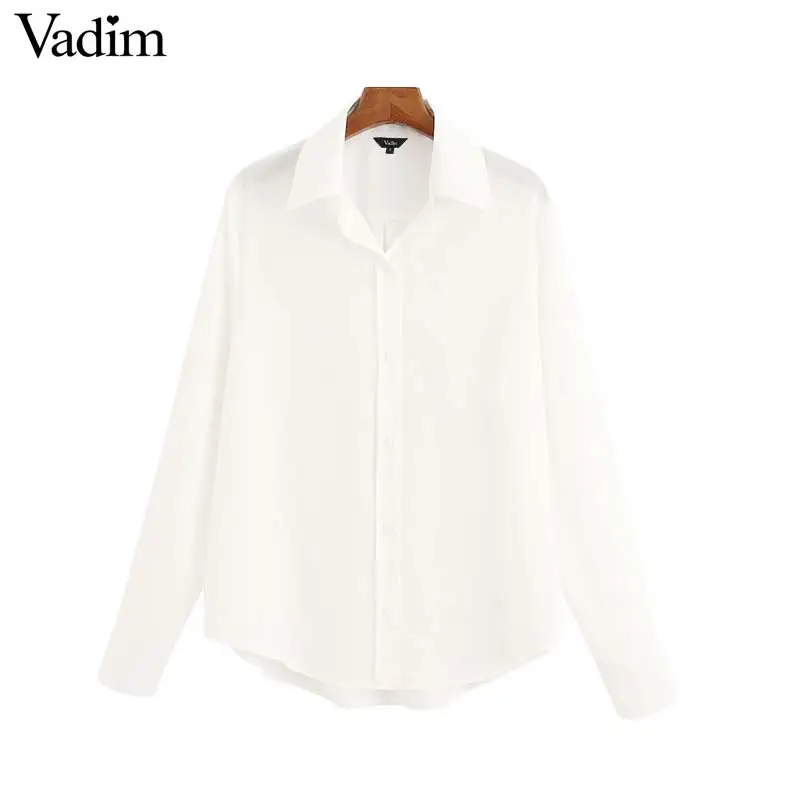 Vadim Женская шикарная свободная черная белая блузка с длинным рукавом офисная