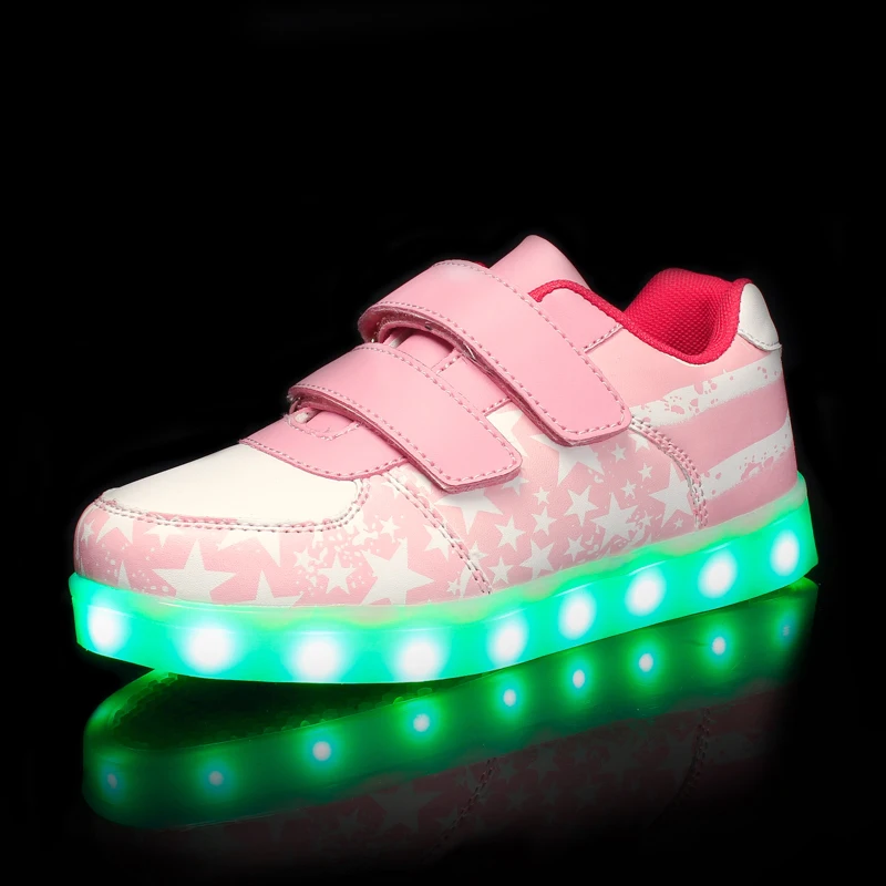 

2018 New USB charging Blue glowing summer student shoes boy fluorescence step lights LED luminous sport sandals of the girls