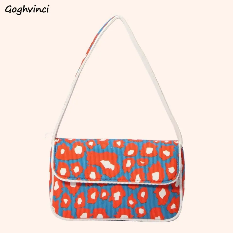 

Corduroy Floral Top-Handle Bags Women Armpit Colorful Casual All-match Handbags Females Fashion Vintage Retro Shoulder Pouch