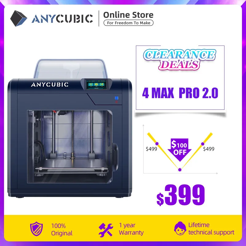 

NEW 3D Printer 2020 New Anycubic 4Max Pro 2.0 Upgraded Large Build Volume 270*210*190mm Closed Printing 3D Printer Kit