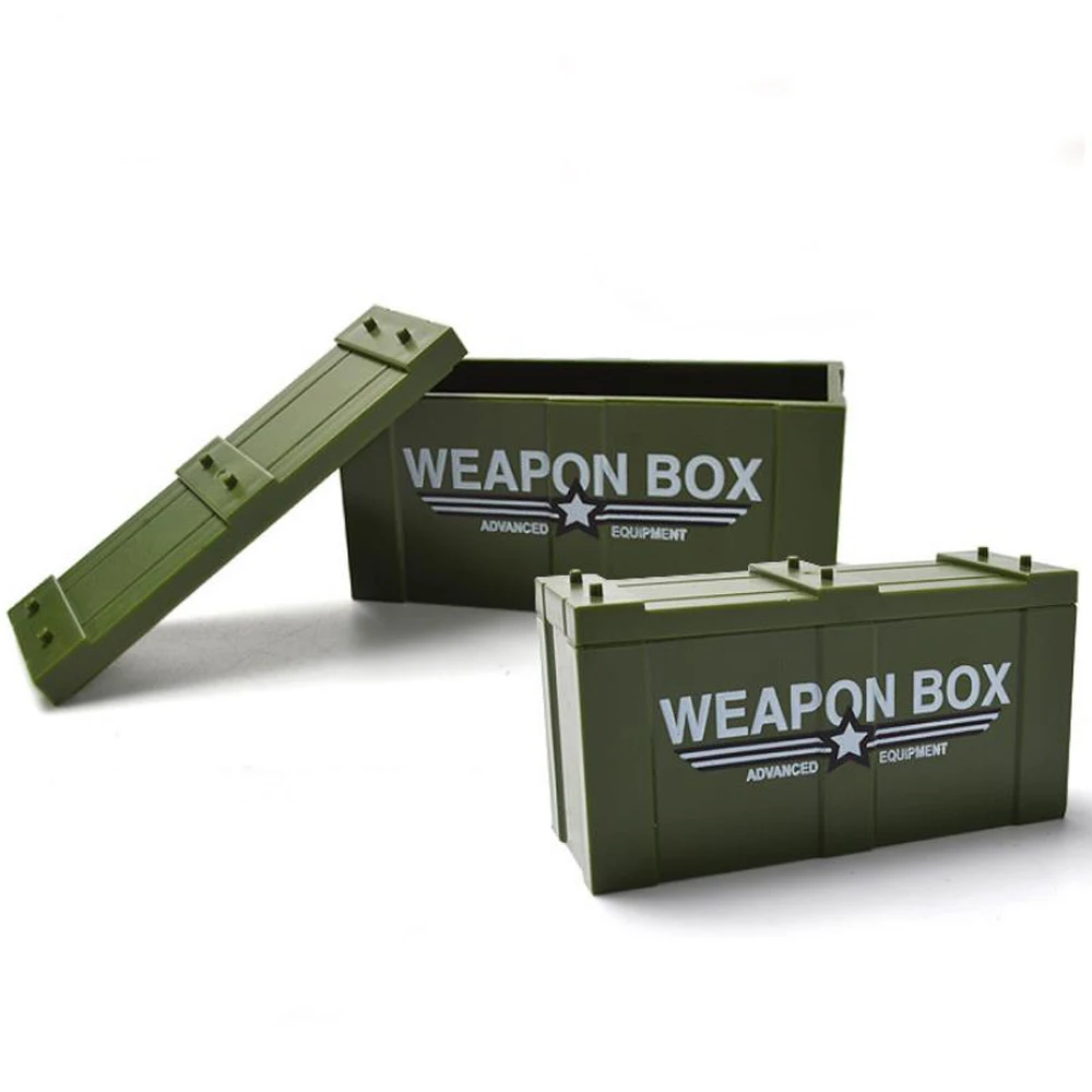 

10pcs MOC Bricks Weapon Box Case Military Series for Figures Soldiers for Children kids Educational Block Toys Gift