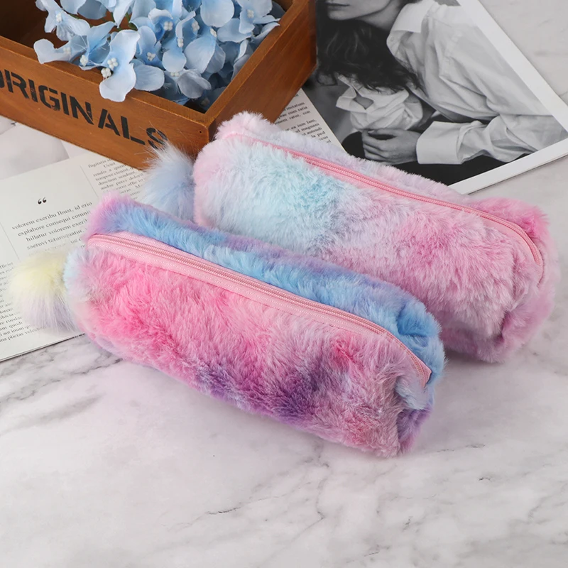 

Rainbow Plush Pencil Case School Supplies Stationery Pencil Box Bag Pouch Gift